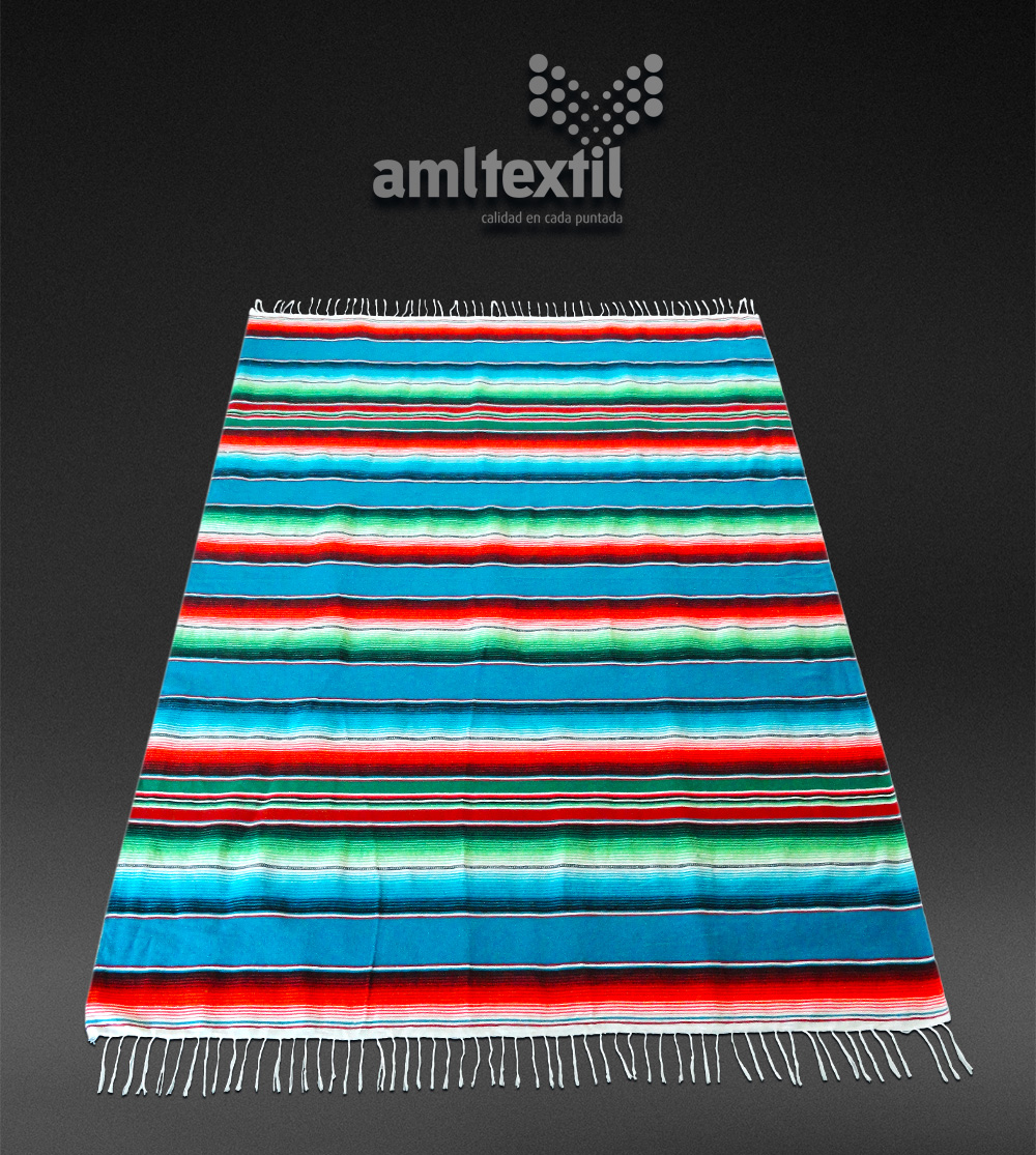 Sarape artesanal mexicano – Azul plumbago