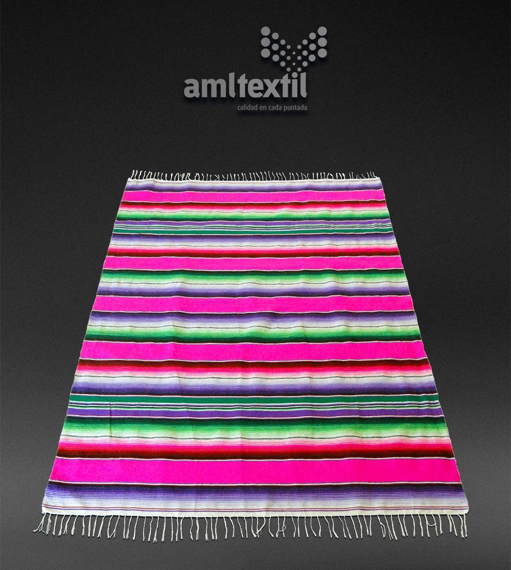 Sarape artesanal mexicano – Rosa mexicano