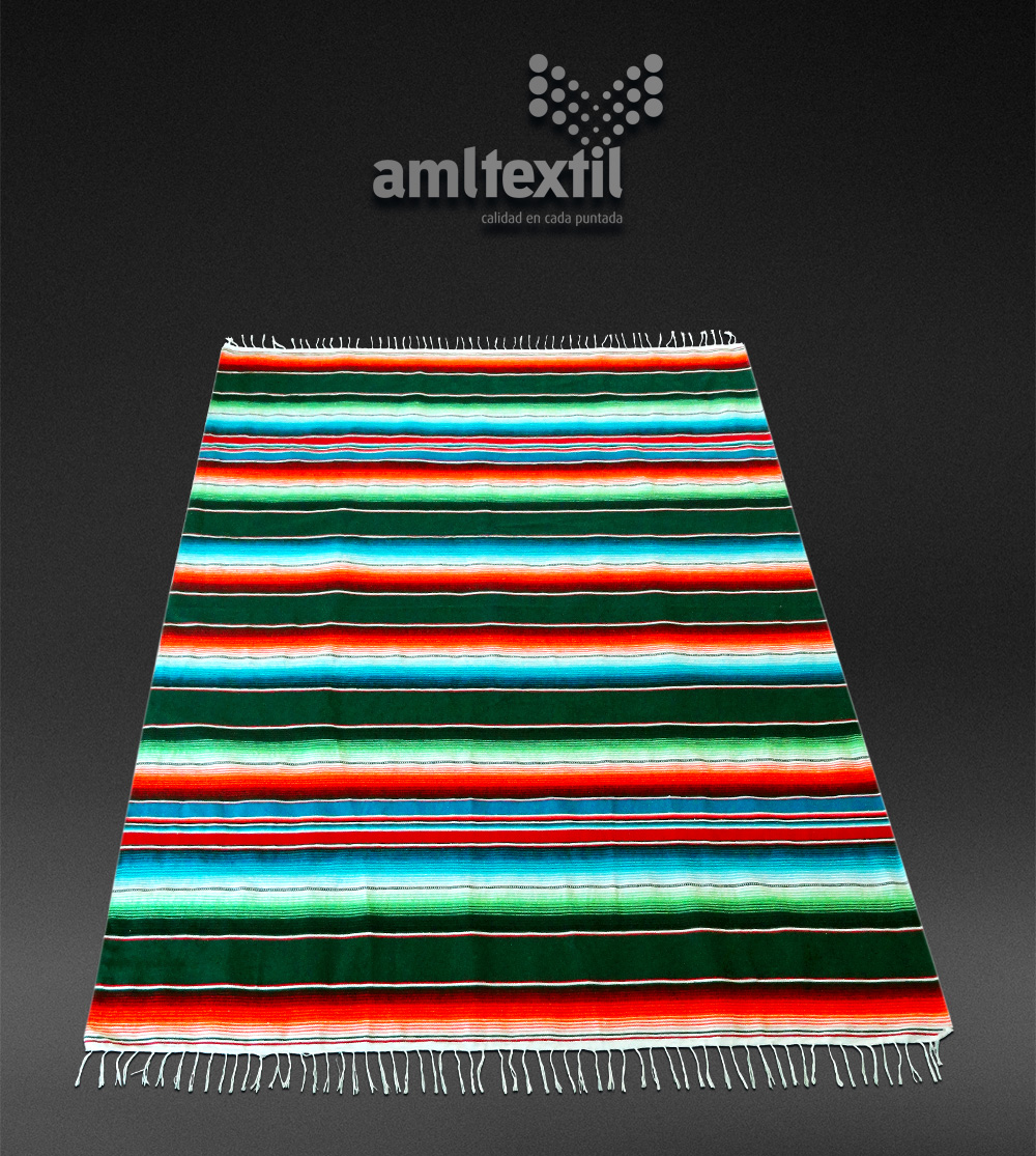 Sarape artesanal mexicano – Verde obscuro